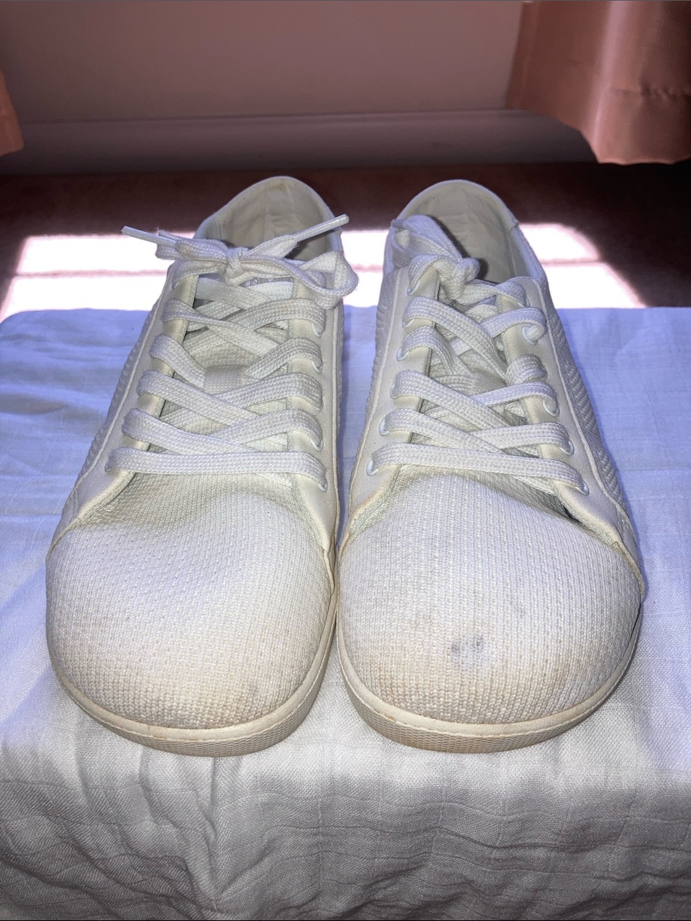 Casual White Canvas Lace-Up Sneakers